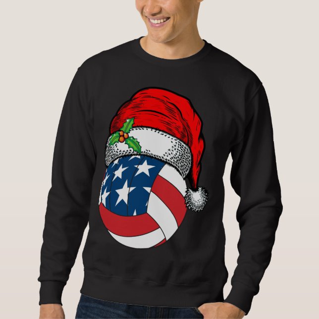 Moletom Natal Santa Hat Voleibol Esporte Engraçado Present (Frente)