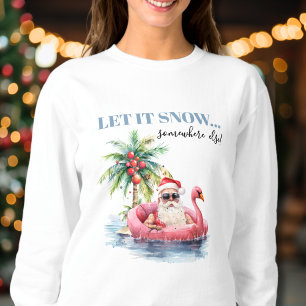 Moletom Natal Tropical de Praia Engraçado do Papai Noel