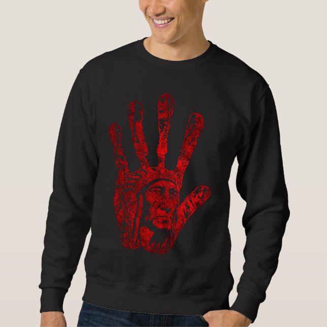 Moletom Native American Indigenous Red Hand Indian Blood T (Frente)