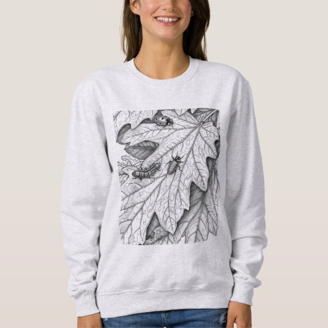 Moletom Nature Sketch: Garden Leaves and Insects Hoodie (Frente)