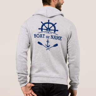Moletom Náutica Ancorar Oars Navio Nome do Barco Helm Roda