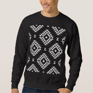Moletom Navajo Geométrico: Tribal Branco Negro.