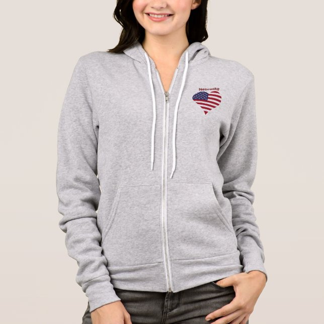 Moletom Nebraska American Flag Heart (Frente)