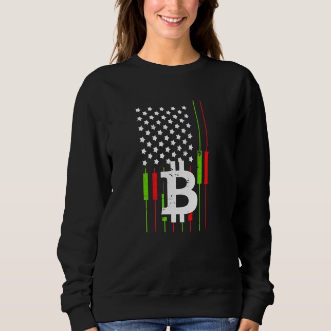 Moletom Negociação de Bitcoin Bandeira dos EUA Criptomoeda (Frente)