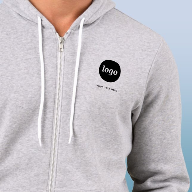 Moletom Negócios Simples de Logotipo e Texto (Simple logo with custom text business branding promotional crest zip hoodie)
