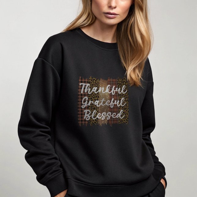 Moletom Negra Graças a Deus Abençoado (Black Thankful Grateful Blessed Sweatshirt)