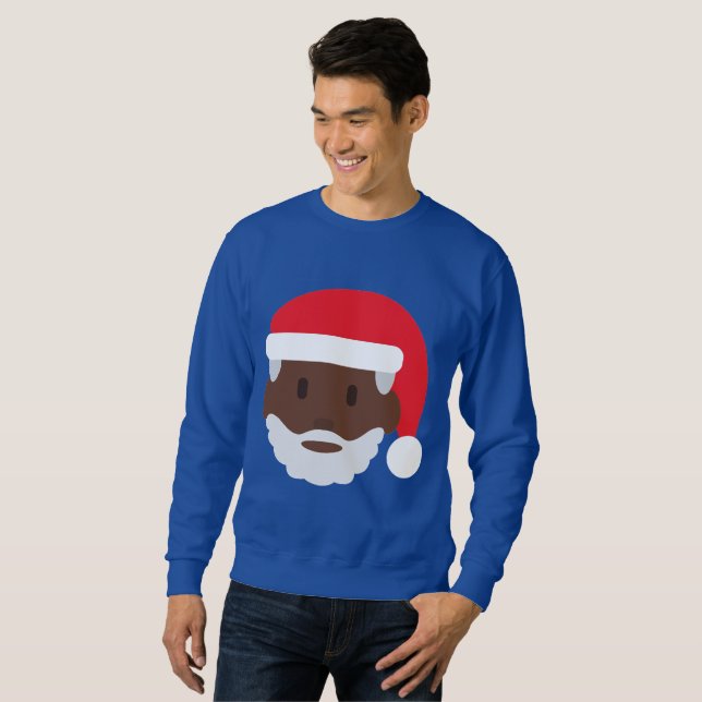 Moletom negro santa claus emoji xmas mens sweatshirt (Frente Completa)