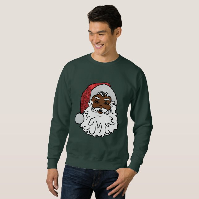 Moletom negro santa claus mens sweshirt (Frente Completa)