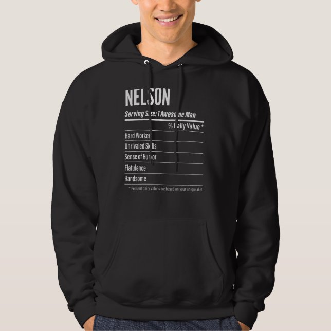Moletom Nelson Servindo Tamanho Rótulo Nutricional Caloria (Frente)