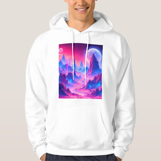 Moletom Neon Alienígena Planet Hoodie | Roupa de cósmica S (Frente)