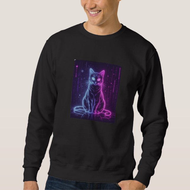 Moletom **Neon Cat Design – Glowing Futuristic Feline Art* (Frente)