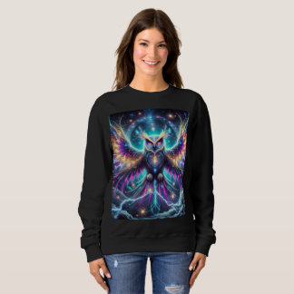Moletom Neon Cosmic Owl Sweatshirt Design.