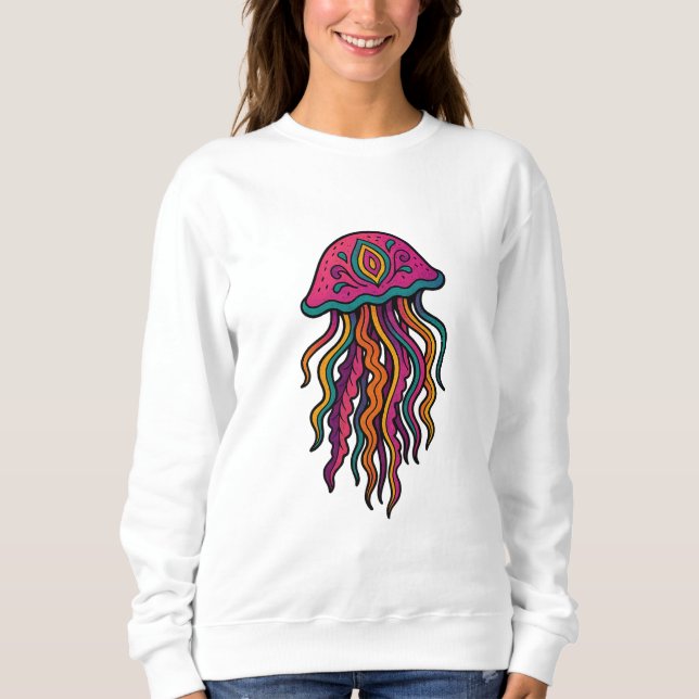 Moletom Neon Jellyfish Trippy Women's Sweatshirt (Frente)