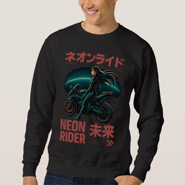 Moletom Neon Rider - Japonês Cyber Aestético (Frente)
