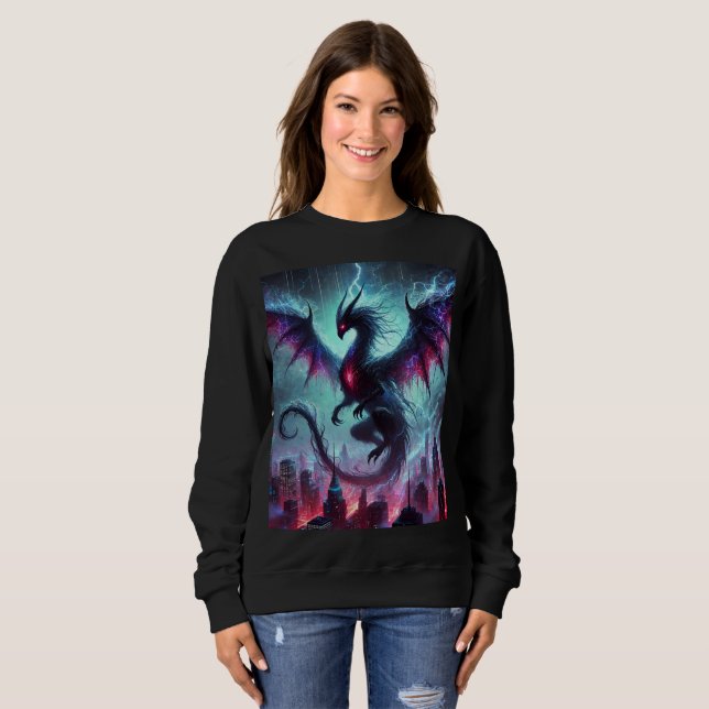 Moletom Neon Shadow Dragon-Bat Sweatshirt Design. (Frente Completa)