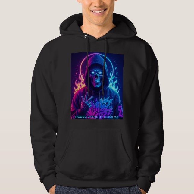 Moletom NEON SOUL Cyberpunk Skeleton Graffiti Hoodie (Frente)
