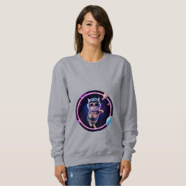 Moletom Neon Space Cat Hoodie – Cosmic Feline Glow Sweatsh