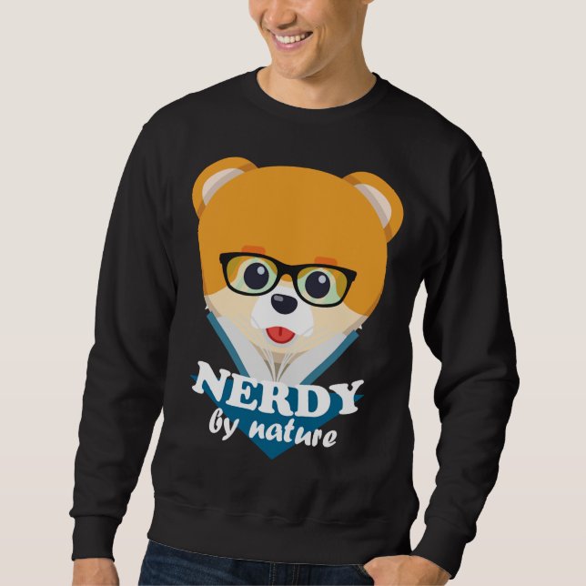 Moletom Nerdy By Nature - Engraçado Nerd De Cachorro Cacho (Frente)