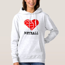 Moletom Netball do amor do tema do coração e do jogador