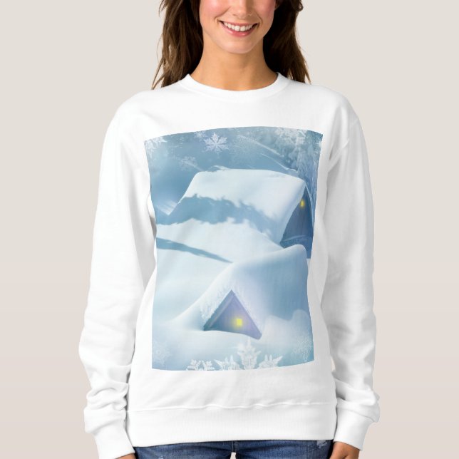 Moletom Neve derramada no telhado de uma floresta (Frente)