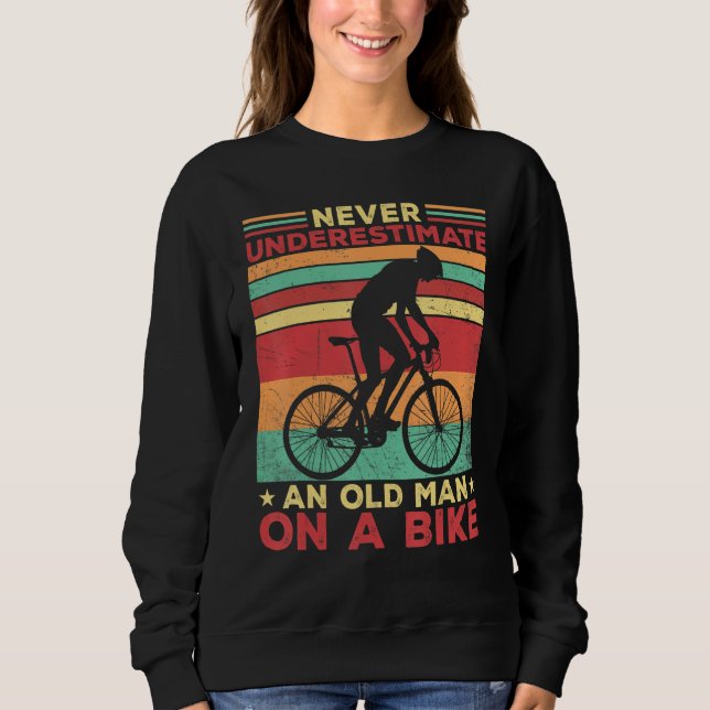 Moletom Never Underestimate an Old Man on a Bike apparel V (Frente)