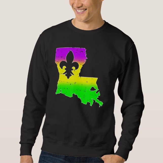 Moletom New Orleans Louisiana Map Men Women Mardi Gras Car (Frente)