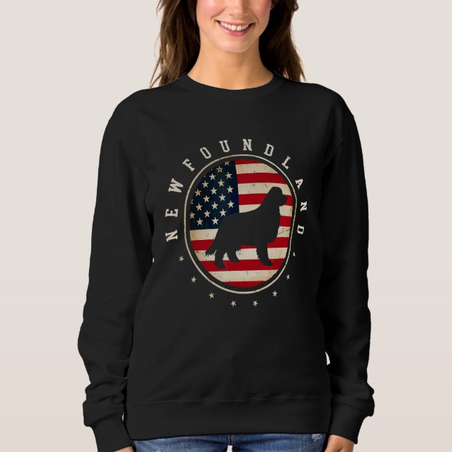 Moletom Newfoundland Bandeira EUA 4 de Julho Mãe Pai Cacho (Frente)