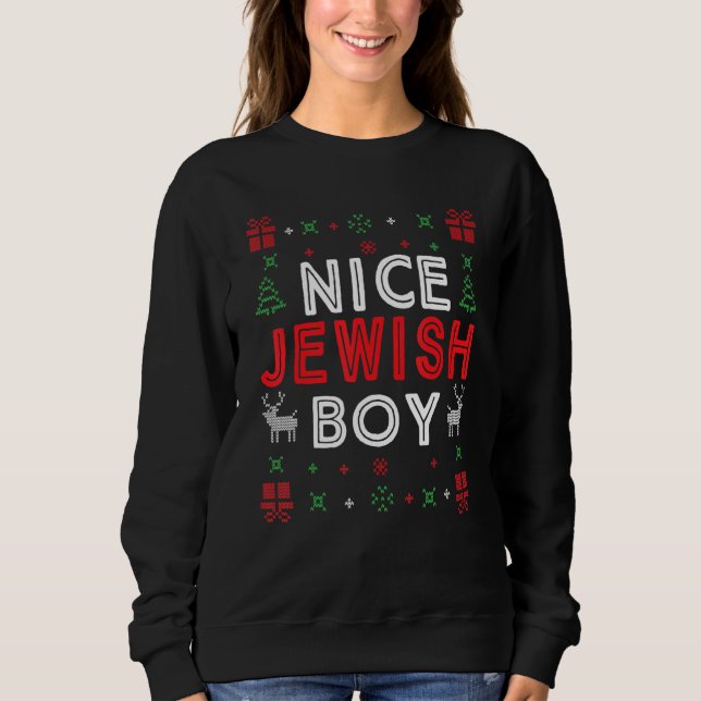 Moletom Nice Jewish Boy Cool Chanukah   Ugly Hanukkah Swea (Frente)