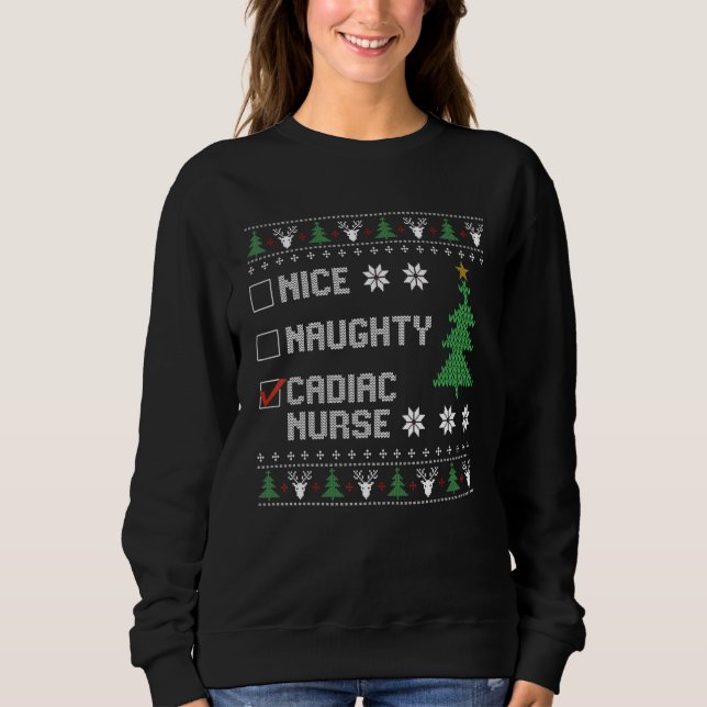 Moletom Nice Naughty Cadiac Nurse  Ugly Christmas Sweater (Frente)
