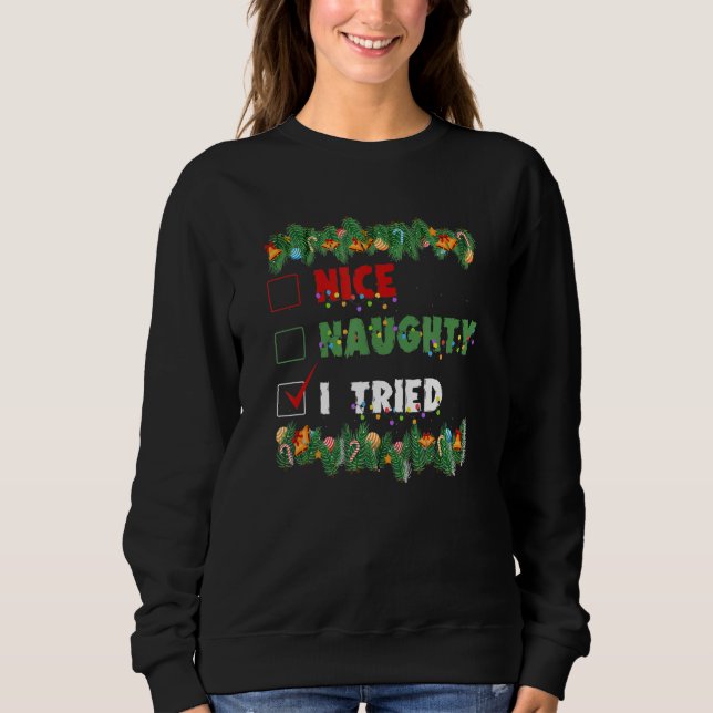 Moletom Nice Naughty I tried Tickbox Reindeer Snowman Holi (Frente)