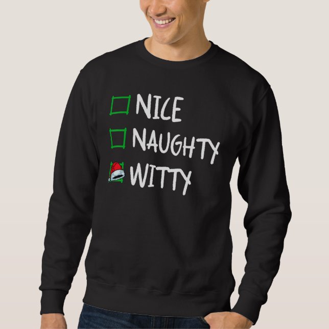 Moletom Nice Naughty Witty Christmas List Santa Claus   X  (Frente)