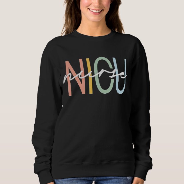 Moletom Nicu Nurse Icu Neonatal Boho Rainbow Team Tiny Hum (Frente)