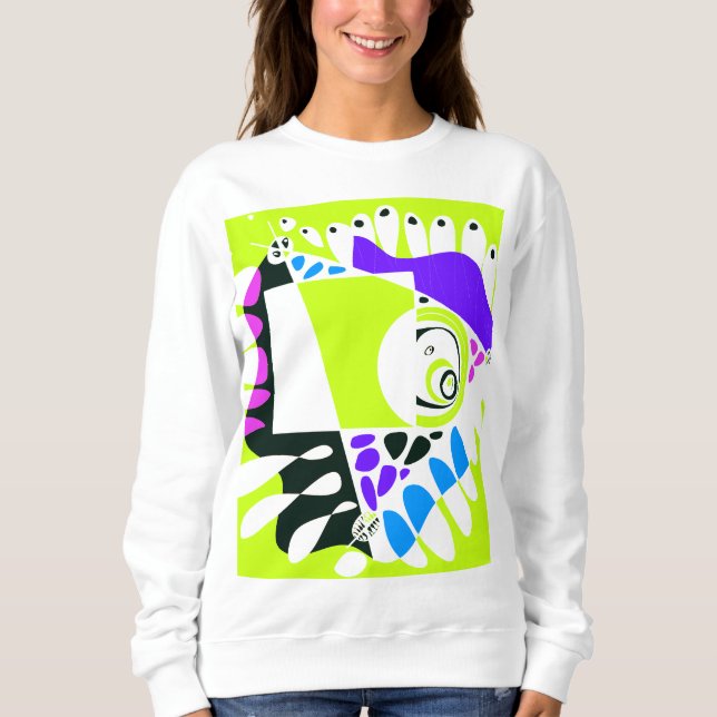 Moletom Ninho de pássaro - Camisa-T branca-Verde limão (Frente)