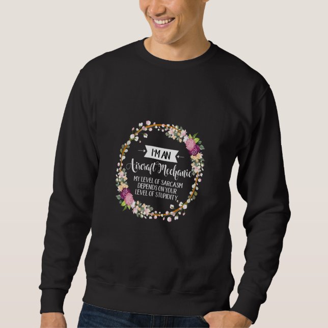 Moletom Nível Mecânico Da Aeronave De Sarcasm Floral Para  (Frente)