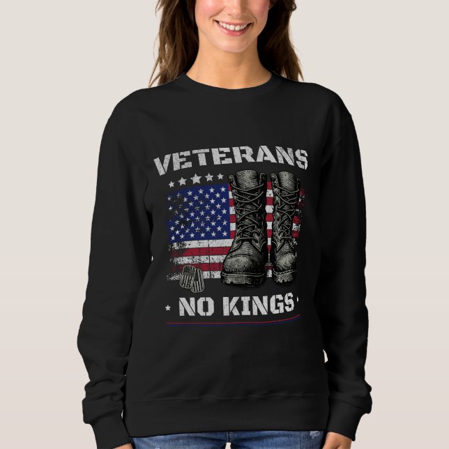 Moletom No Kings Veterans American Flag Combat Boots USA (Frente)