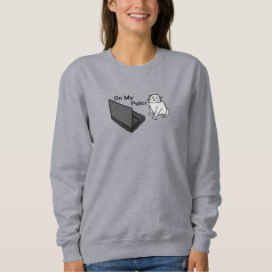 Moletom No Meu Computador Engraçado Meme de Gato Branco