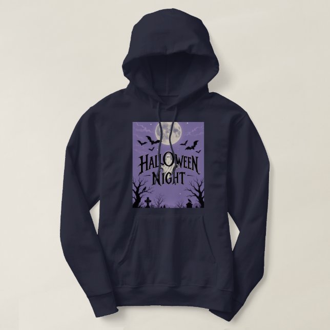 Moletom Noite de Halloween Lua Fantasma Cemitério (Frente do Design)