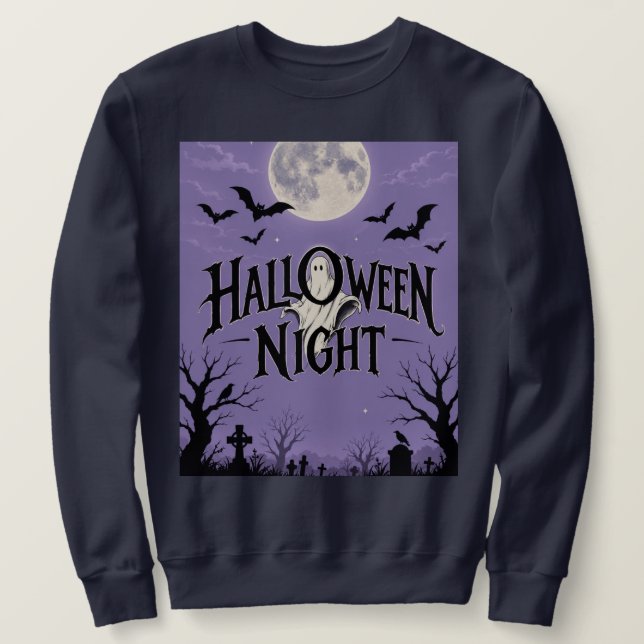 Moletom Noite de Halloween Lua Fantasma Cemitério (Frente do Design)