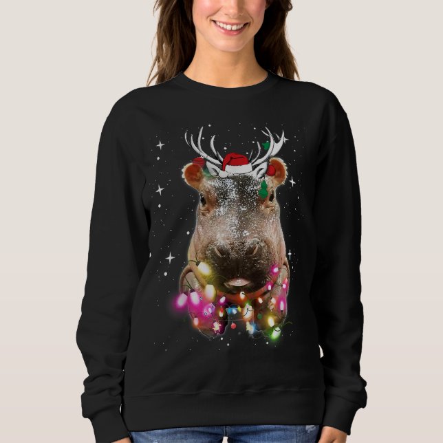 Moletom Noite de Natal Hippo Fiona Hippopotamus Lover (Frente)