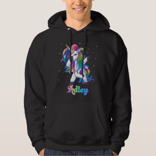Moletom Nome ADLEY Personalizado do Rainbow Unicorn Dab Pe