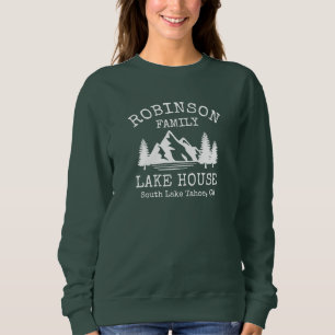 Moletom Nome da família Lake House Rustic White Silhouett