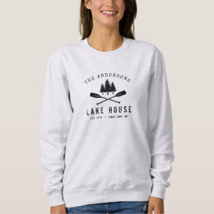 Moletom Nome da Família Rustic Lake House Boat Oars Trees