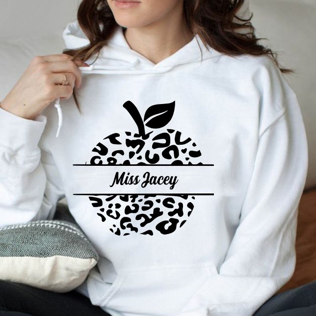 Moletom Nome de maçã de professor personalizado, professor (Custom Teacher, Gift For Teacher, Apple Teacher, Personalized Name Teacher hoodie)