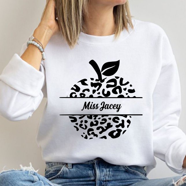 Moletom Nome de maçã personalizado para professor, Profess (Custom Teacher, Gift For Teacher, Apple Teacher, Personalized Name Teacher sweatshirt)