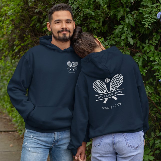 Moletom Nome do clube do tênis (Tennis Club Members Swag Navy Blue Logo Hoodie)