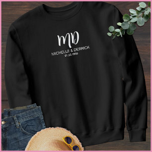 Moletom Nome do monograma preto e branco moderno marido