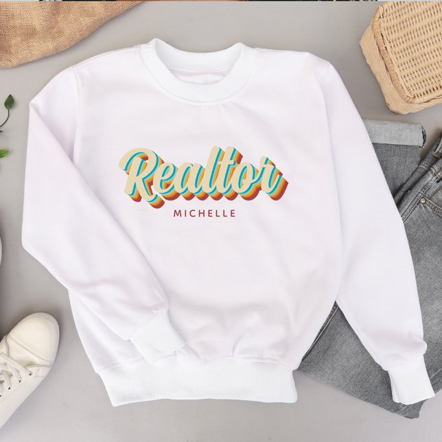 Moletom Nome do Realetor do Agente Imobiliário (Real Estate Agent Realtor Retro Vintage Name Sweatshirt)