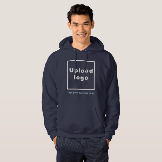 Moletom Nome e logotipo da empresa no Marinho Blue Hoodie (Frente Completa)