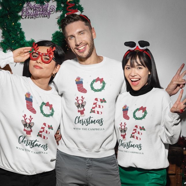 Moletom Nome Festivo Da Família De Natal Correspondente (Christmas with the Family Custom Matching Sweatshirt)