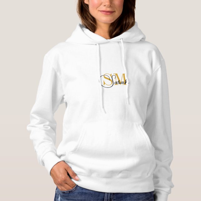 Moletom Nome Monograma e Mulheres Moda Hoodie / Branco (Frente)